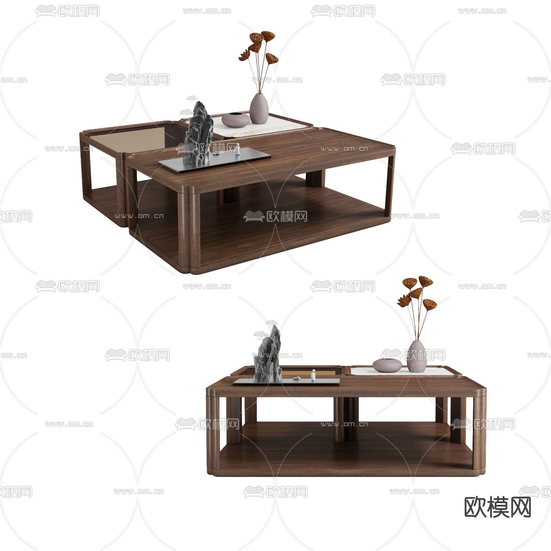 新中式茶几3d模型下载_ID12139392_3dmax免费模型-欧模网
