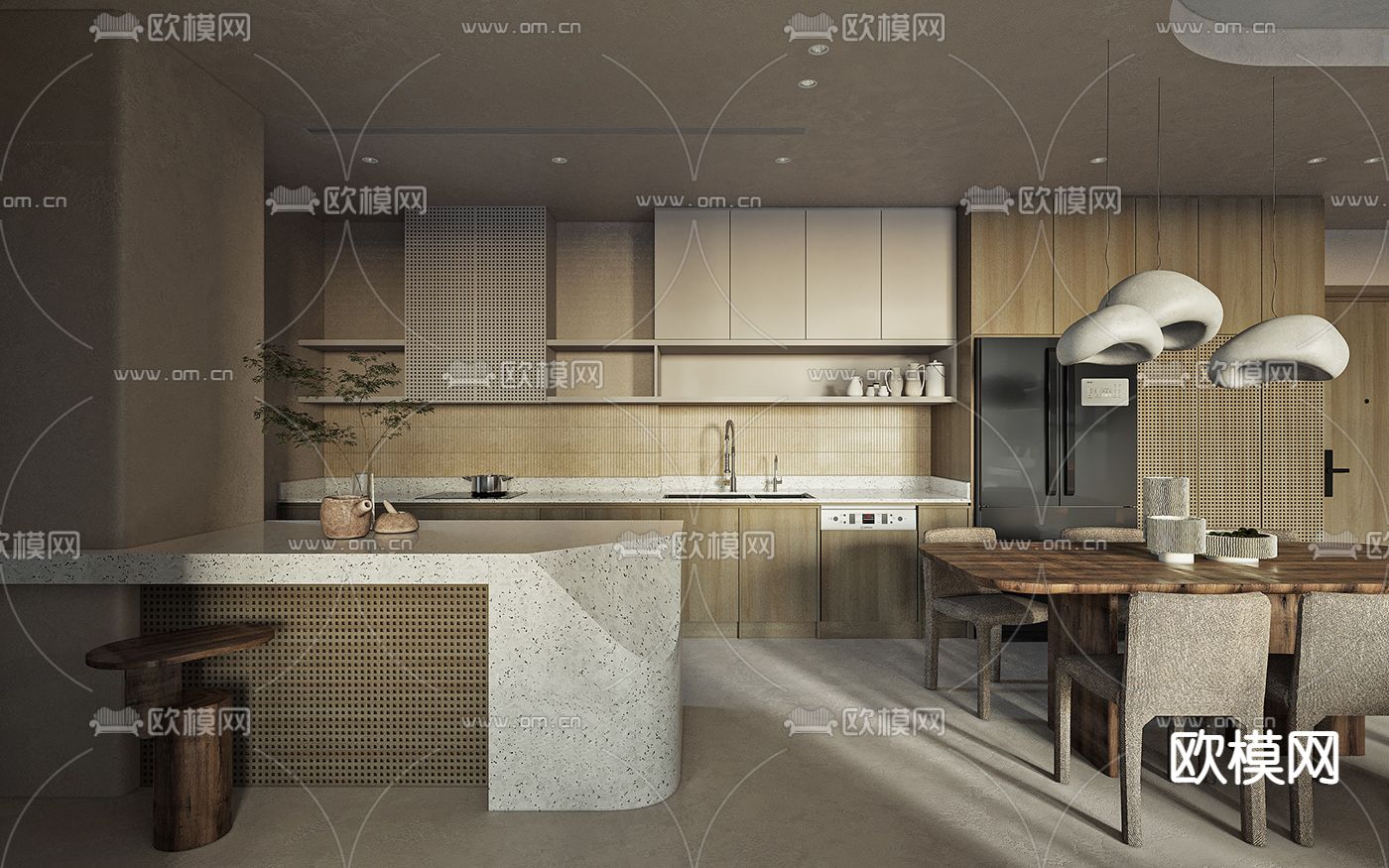 诧寂风创意客餐厅免费3d模型