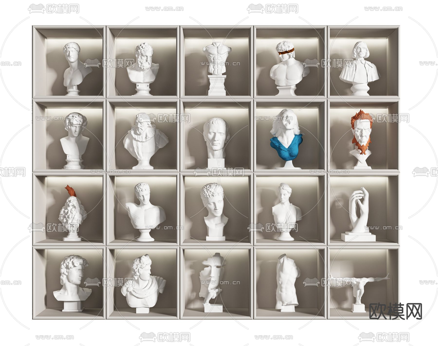 欧式人物石膏雕塑3d模型下载