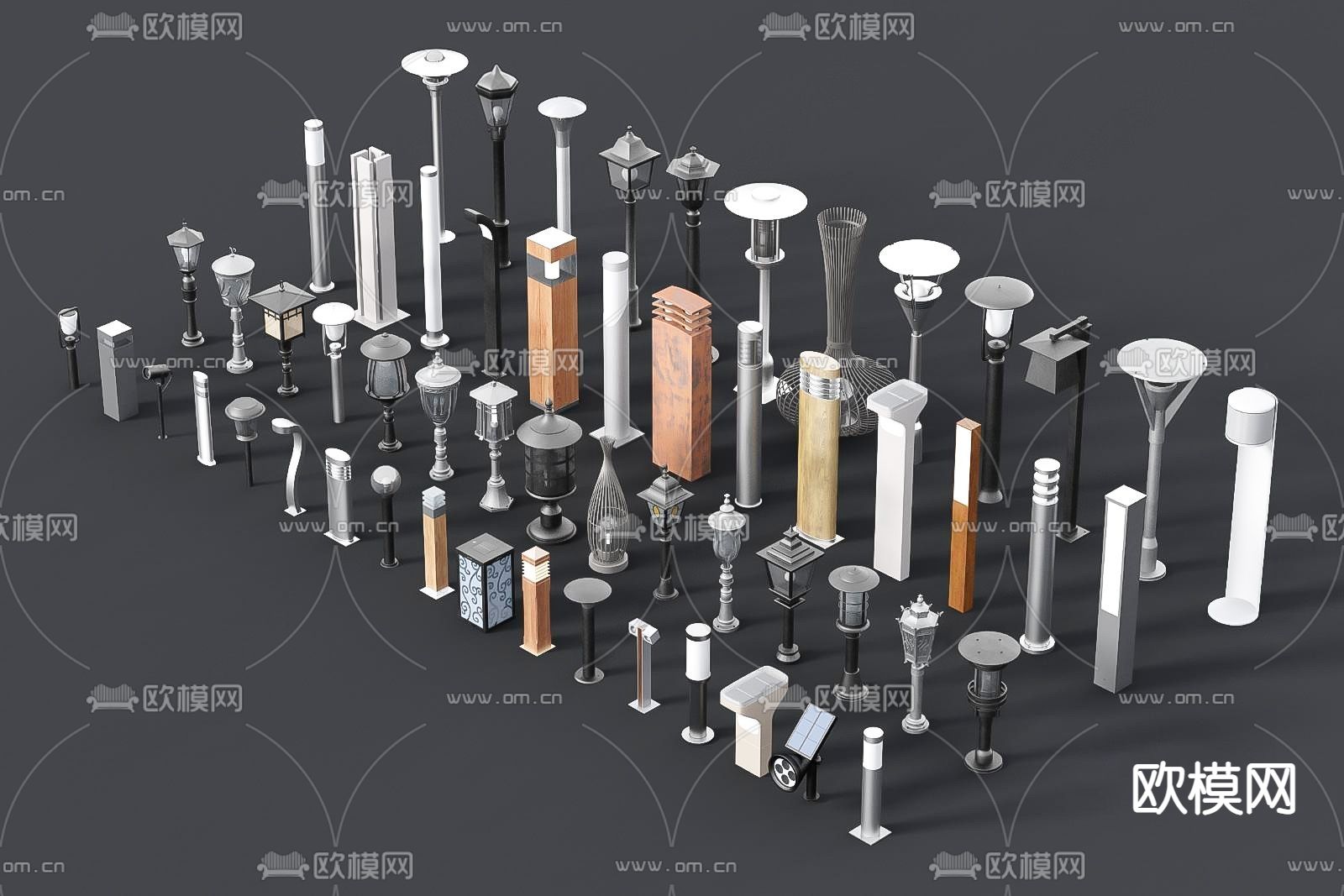 现代路灯景观灯su模型下载（渲染图1）
