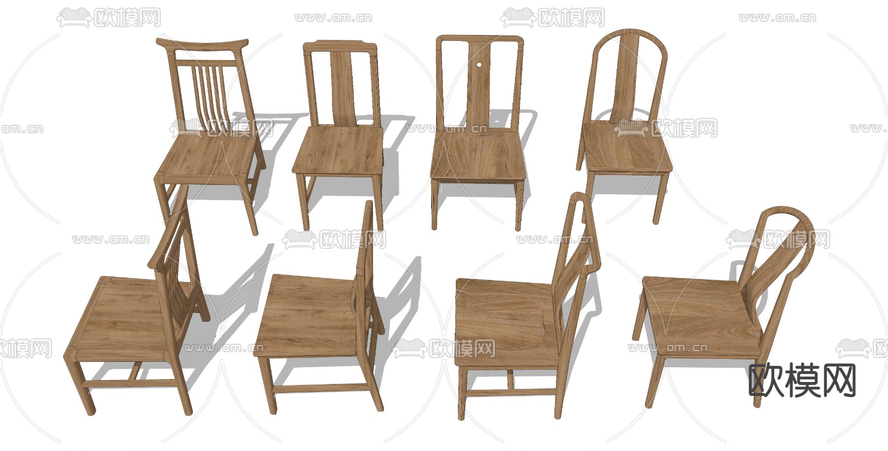 新中式餐椅su模型下载（渲染图2）