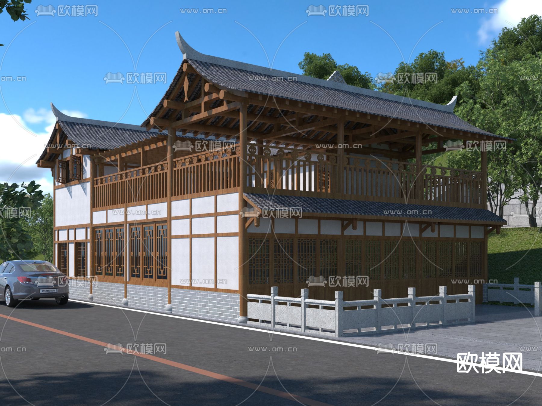 中式古建 川西民居3d模型下载