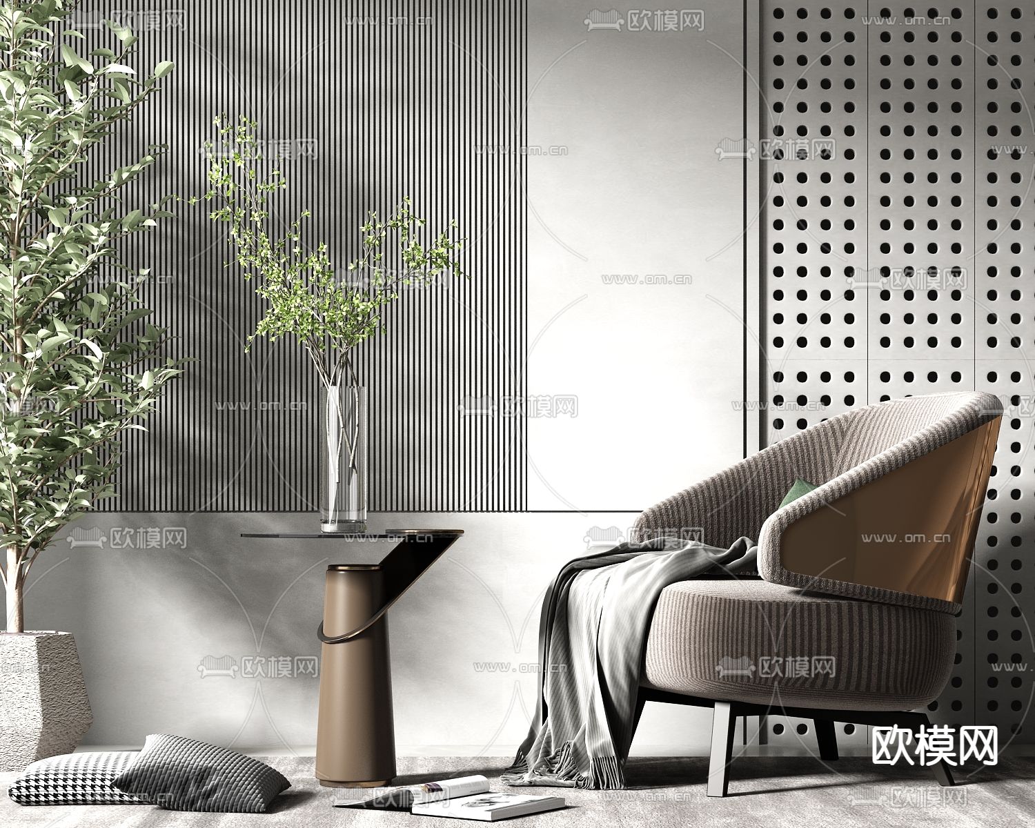 现代轻奢休闲桌椅3d模型下载