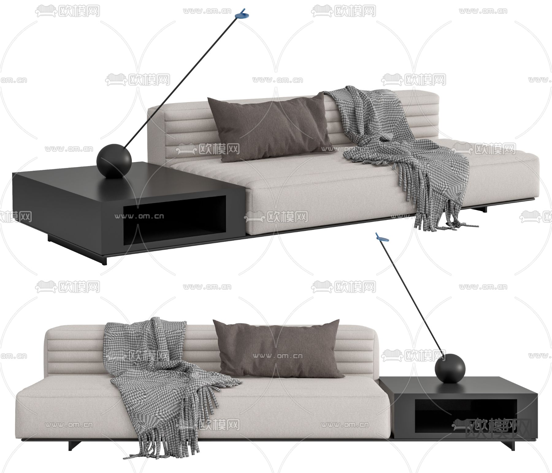 Minotti 布艺白色沙发su模型