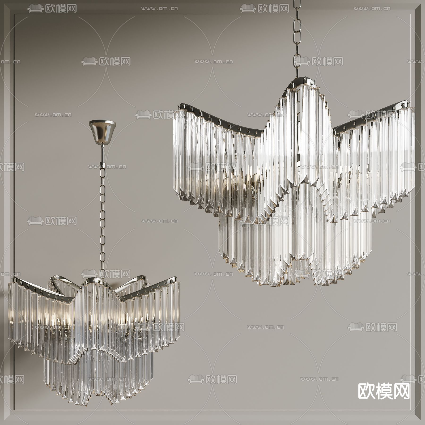 现代水晶吊灯3d模型下载