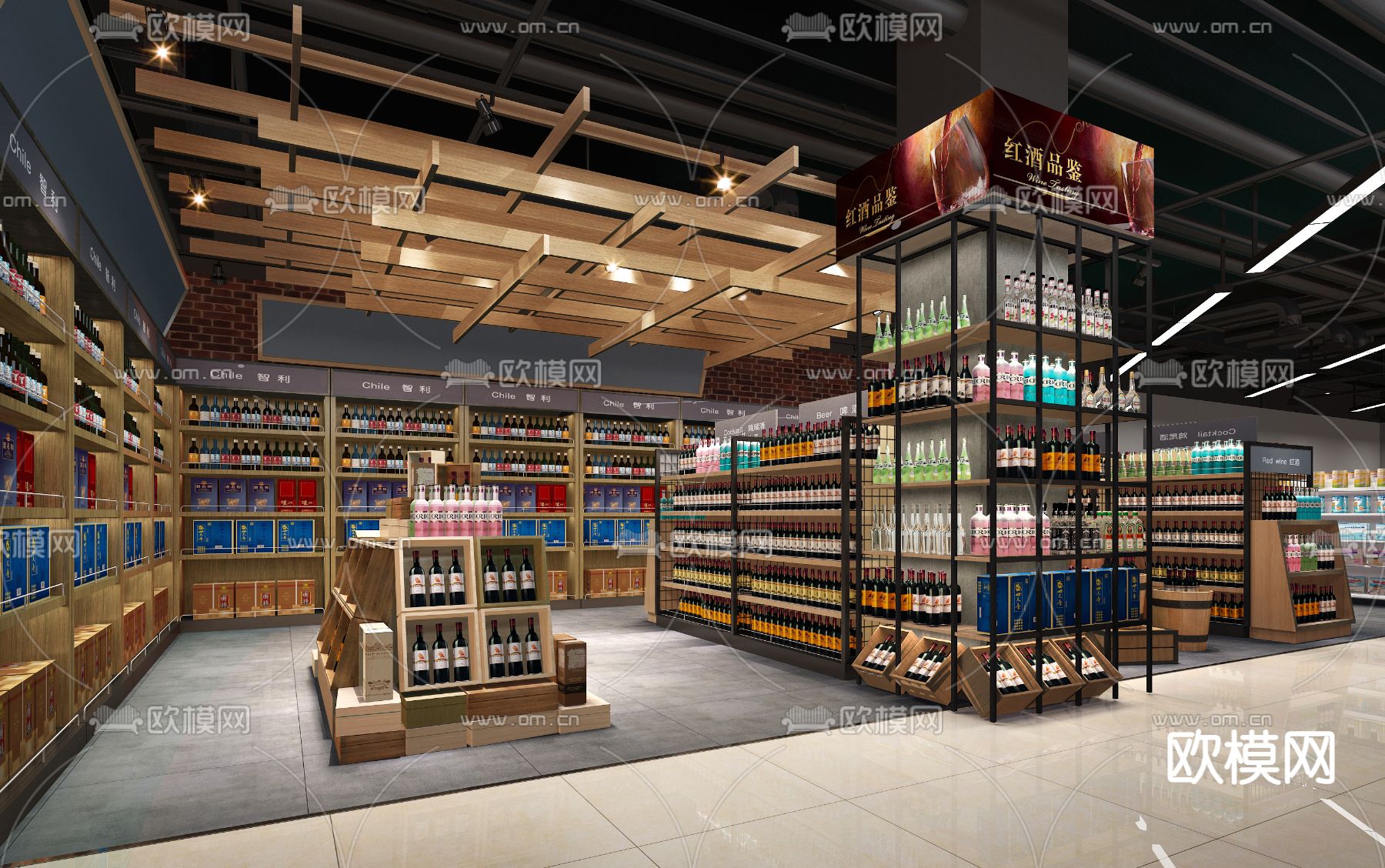 酒水红酒超市零售货架摄影图配图高清摄影大图-千库网