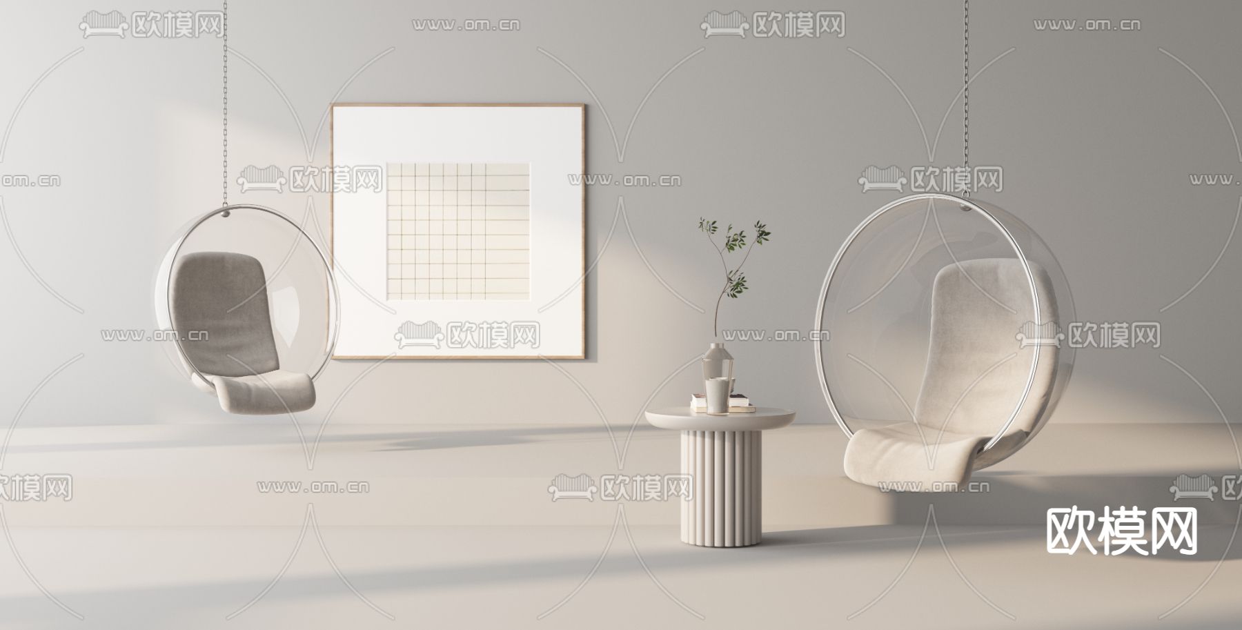 现代亚克力吊椅3d模型下载