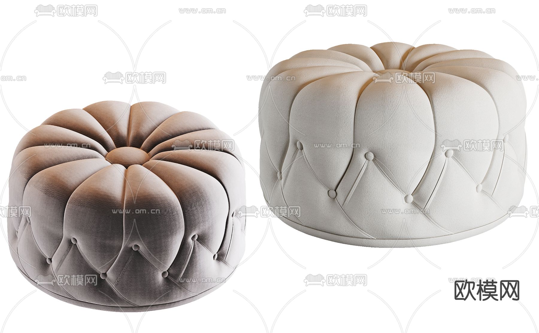 法式圆形凳子3d模型下载