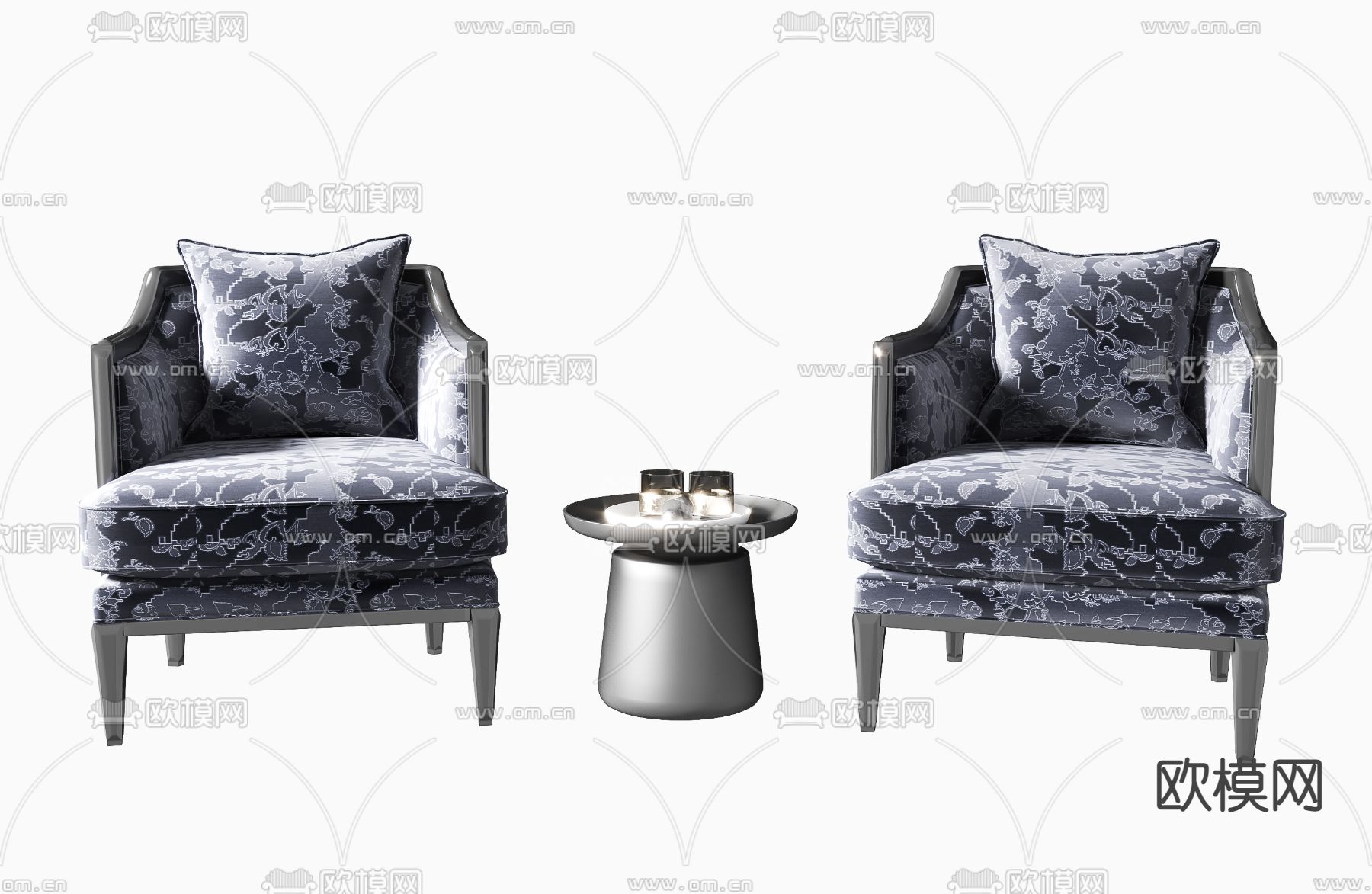 新中式休闲桌椅3d模型下载