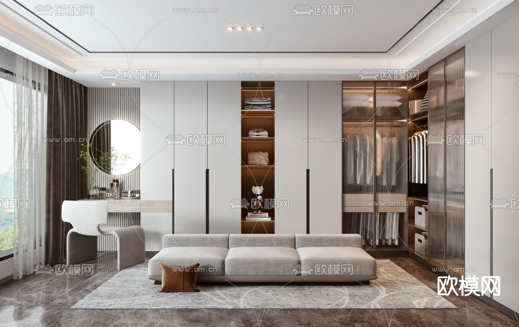 现代轻奢衣帽间3d模型下载