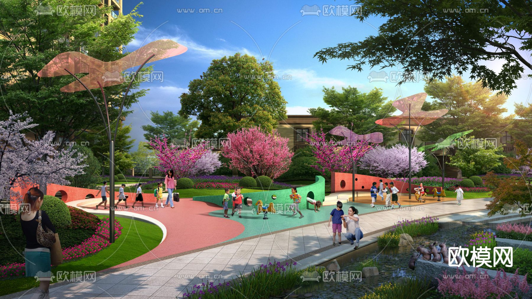 现代亲子公园游玩psd下载