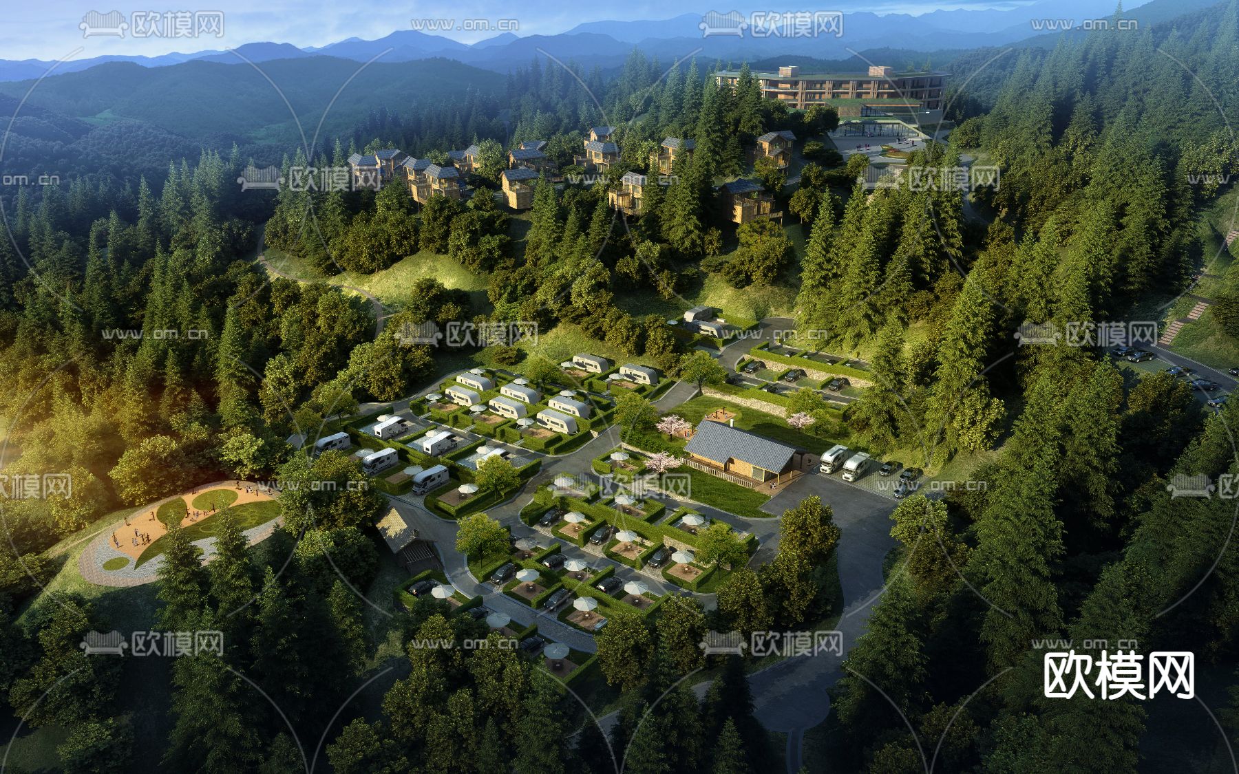 现代停车场公园鸟瞰psd下载