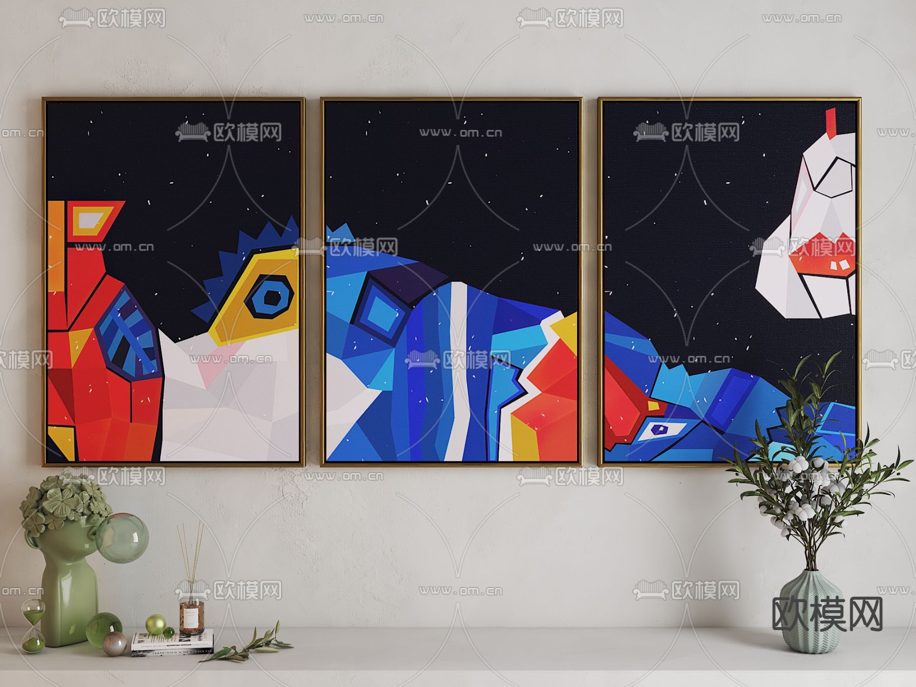 现代抽象表现主义艺术挂画3d模型下载_ID12143400_3dmax免费模型-欧模网