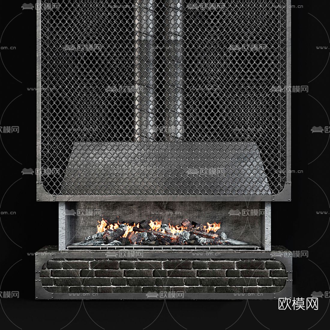 工业风壁炉3d模型下载（渲染图2）