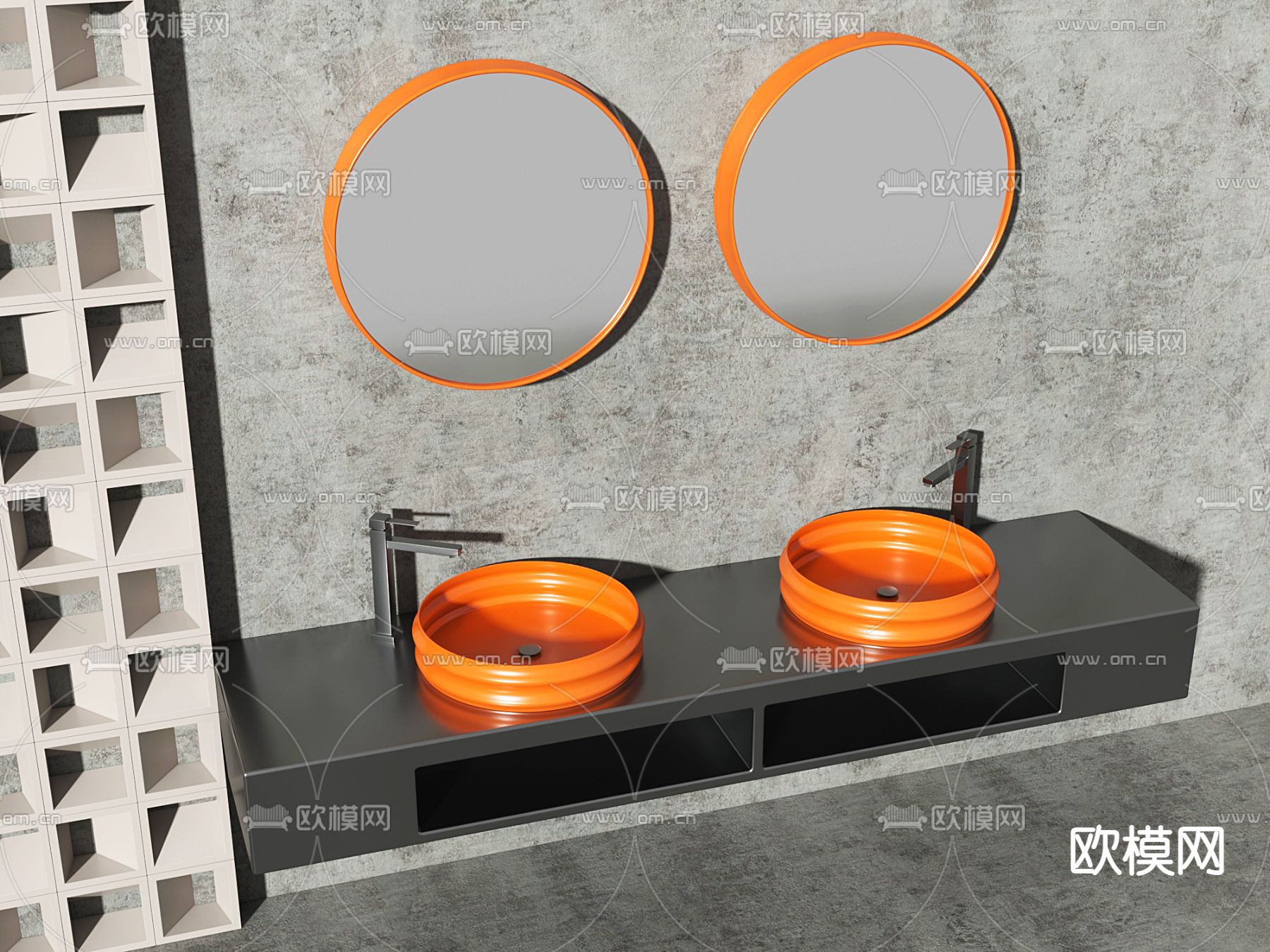 工业风洗手台su模型下载（渲染图2）