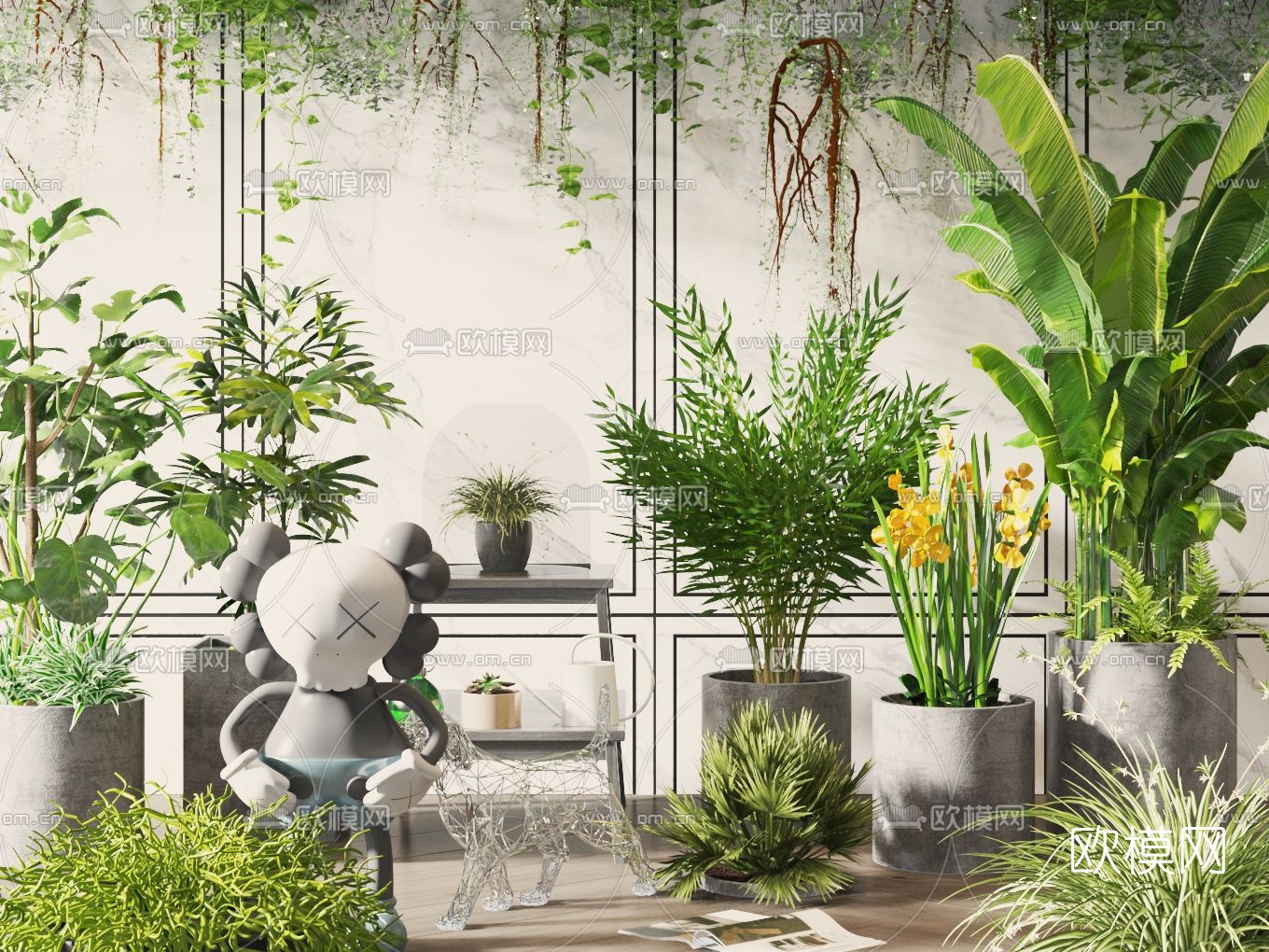 现代绿植盆栽3d模型下载_ID12141465_3dmax免费模型-欧模网