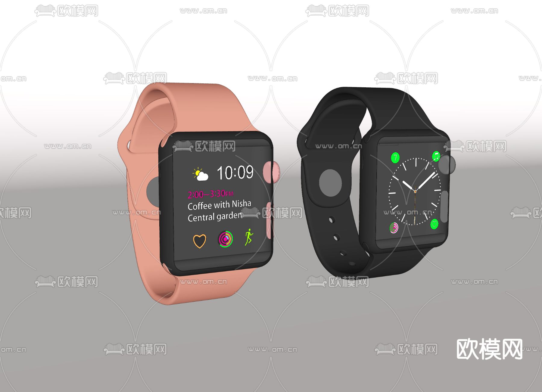 现代智能手表 运动手表su模型下载（渲染图2）