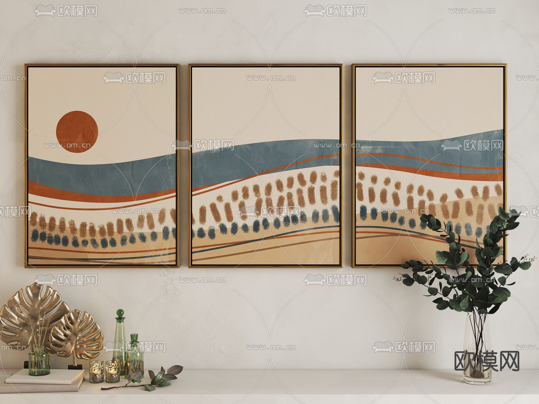 北欧云海群山挂画3d模型下载