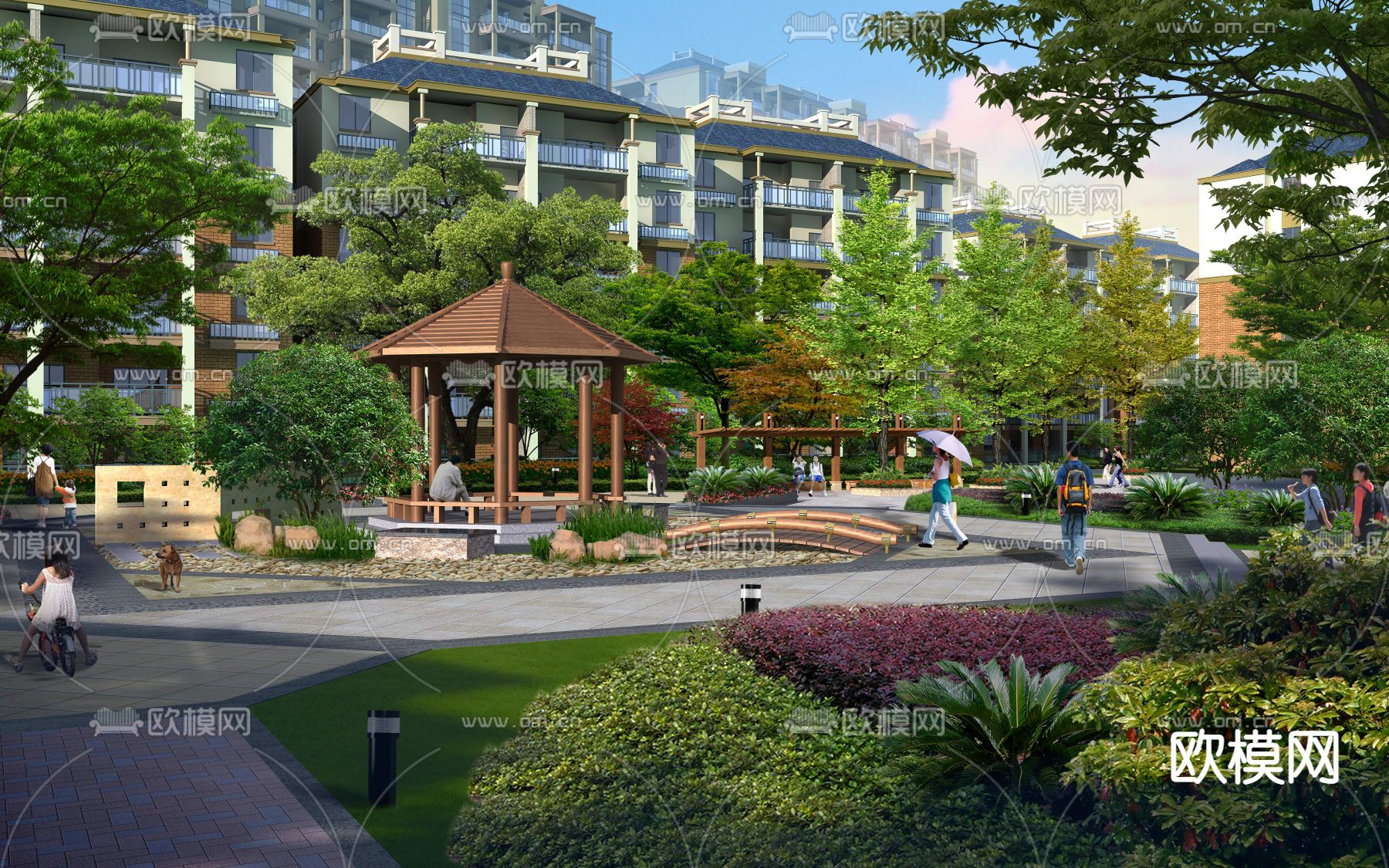 中式公园凉亭休息亭 亭子psd下载