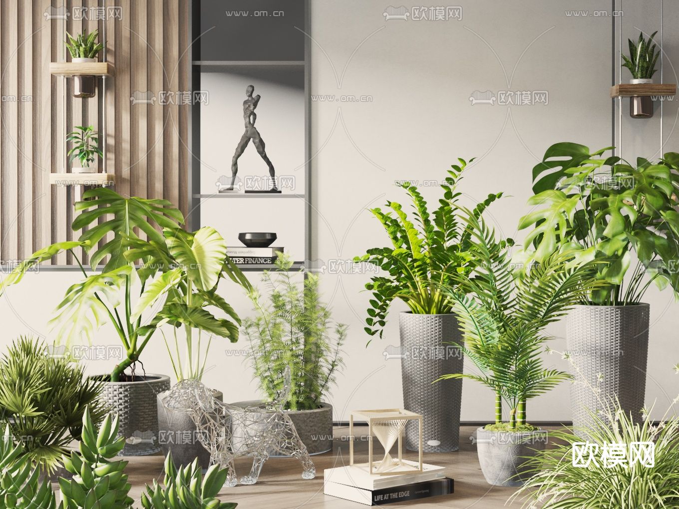 现代绿植盆栽 盆景3d模型下载_ID12141466_3dmax免费模型-欧模网