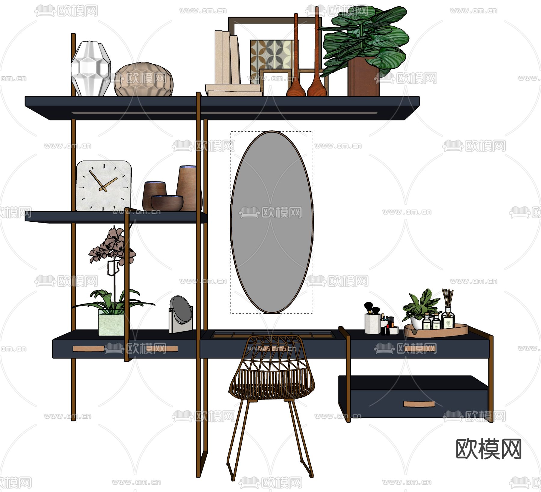 现代梳妆台su模型下载