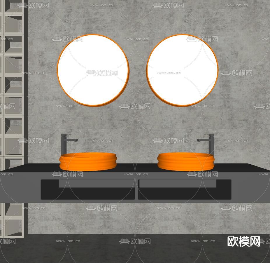 工业风洗手台su模型下载（渲染图3）
