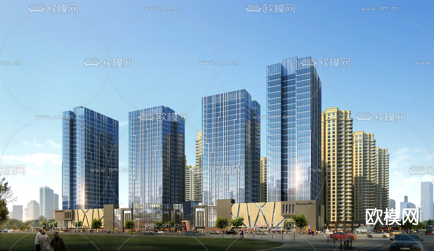 现代办公楼建筑外观psd下载