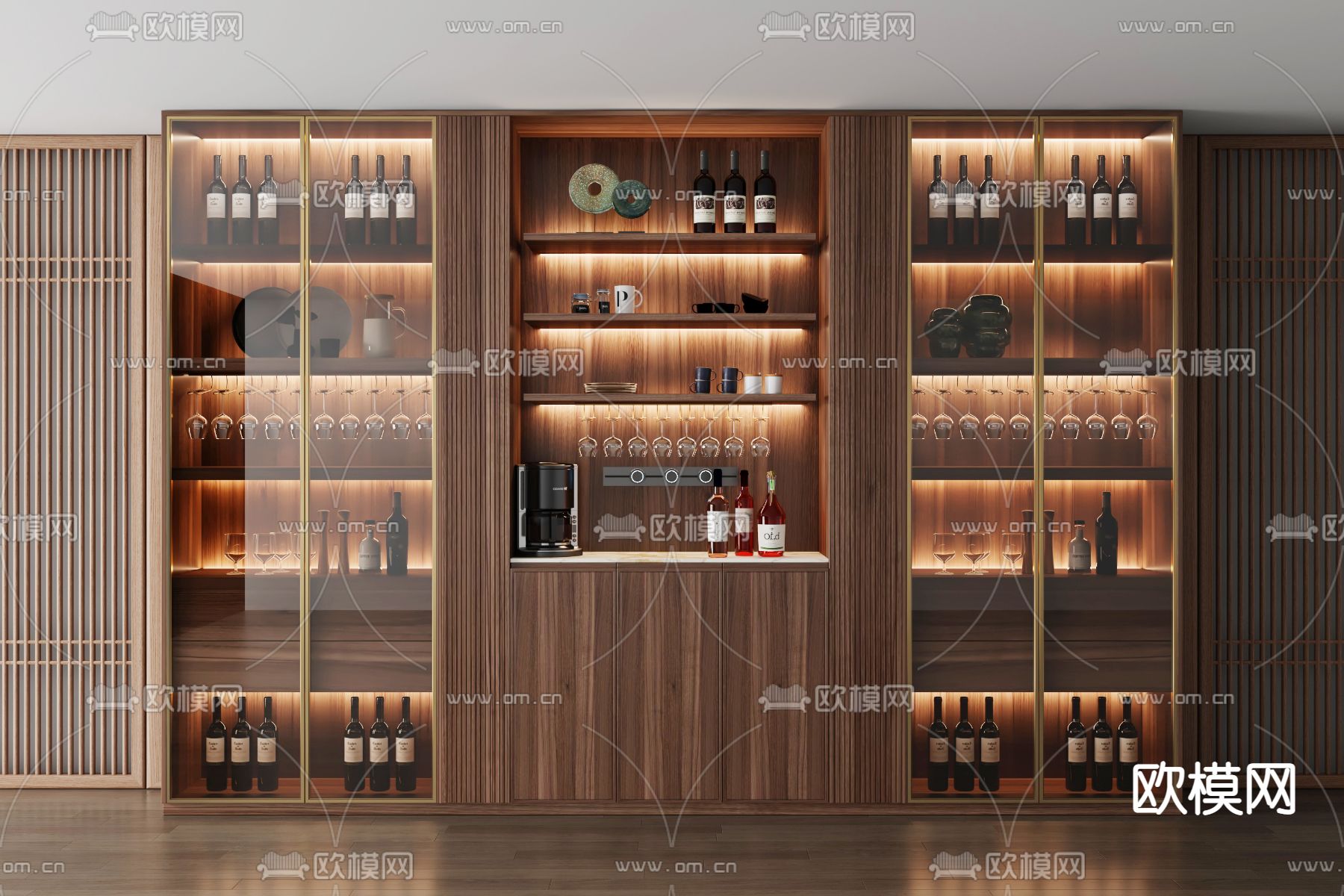 新中式轻奢酒柜3d模型下载