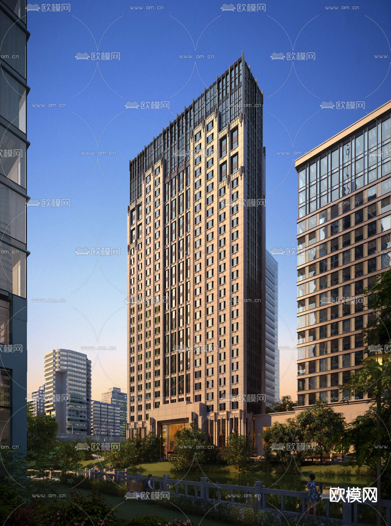 现代住宅楼建筑外观psd下载