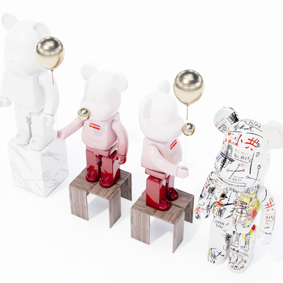  现代潮玩暴力熊玩偶su模型 