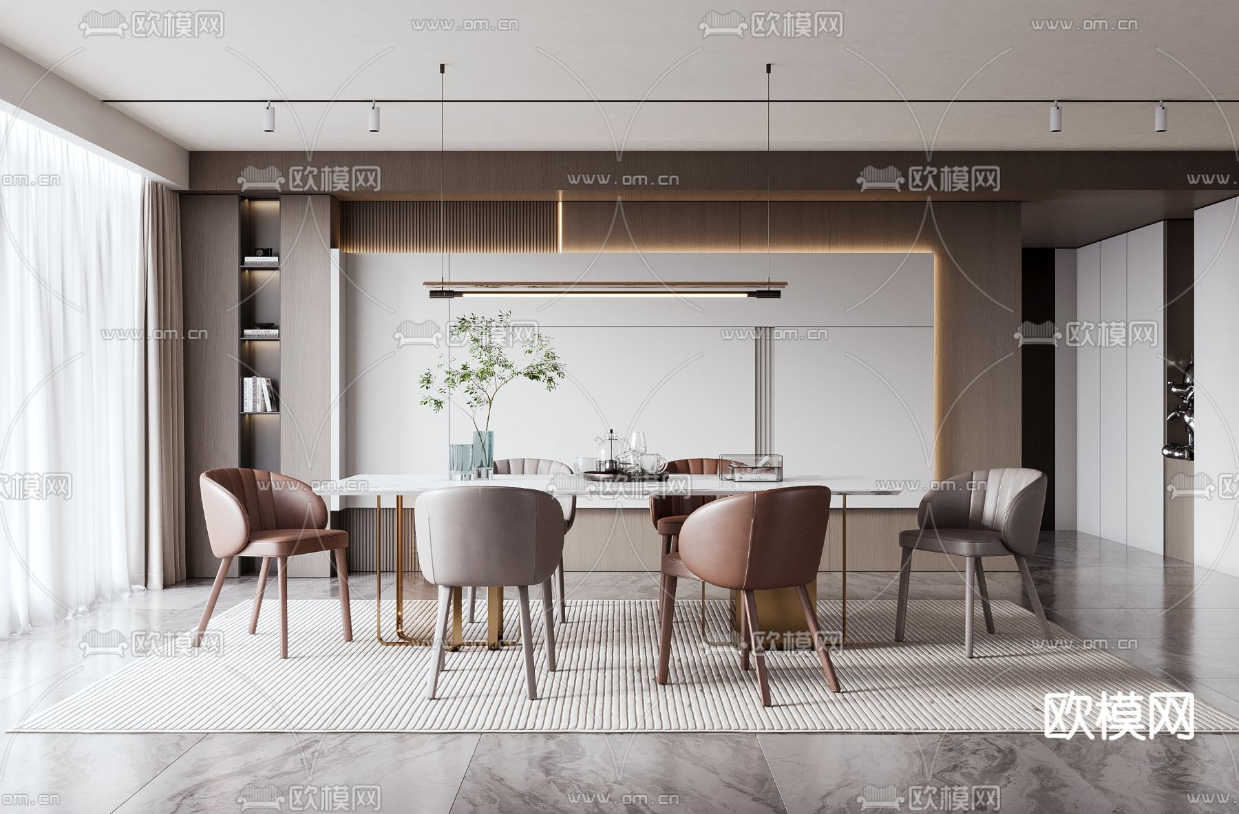 现代餐厅3d模型下载