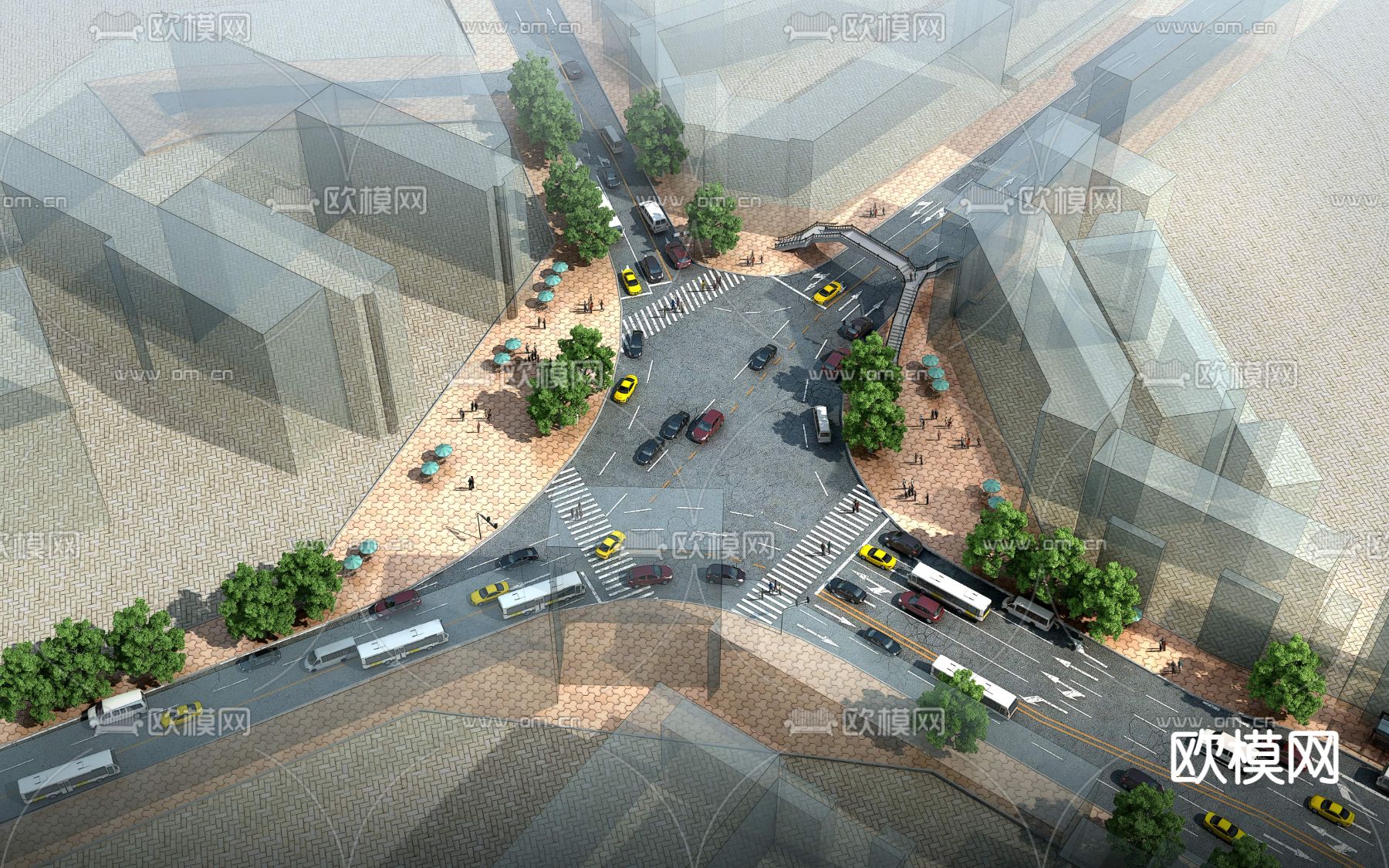 现代道路街道建筑外观psd下载