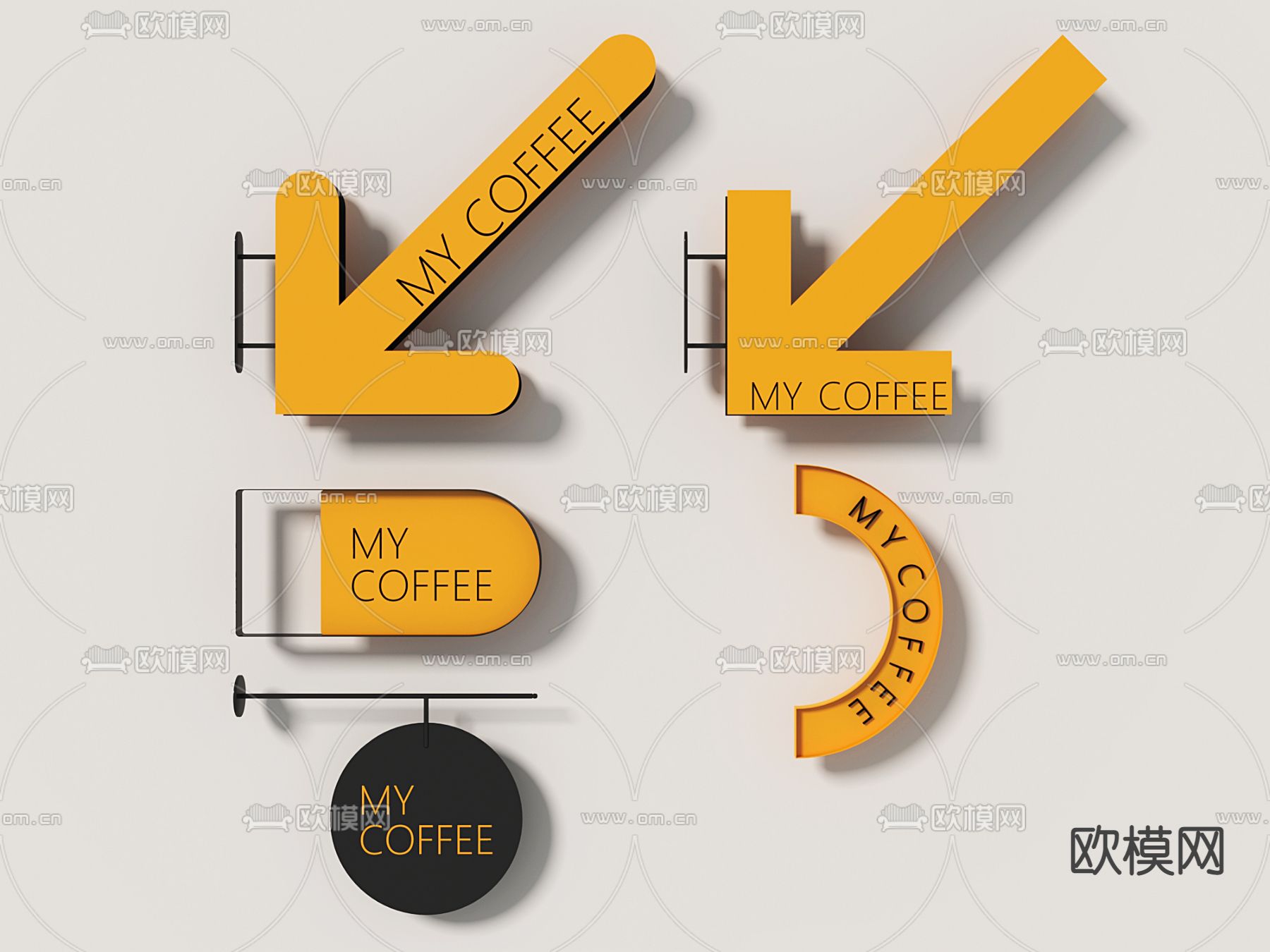 咖啡招牌 指示牌3d模型下载（渲染图2）