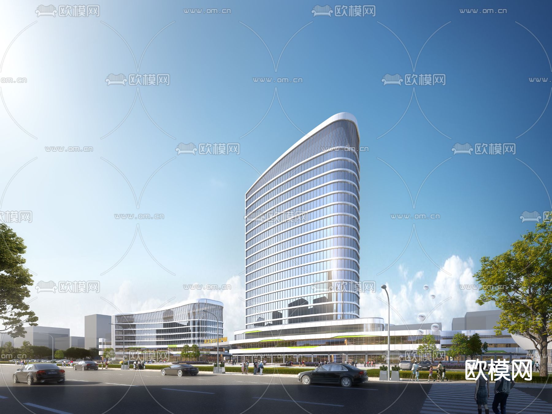 现代办公楼建筑外观psd下载