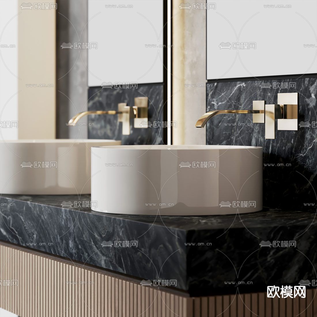 现代洗手台 洗手盆3d模型