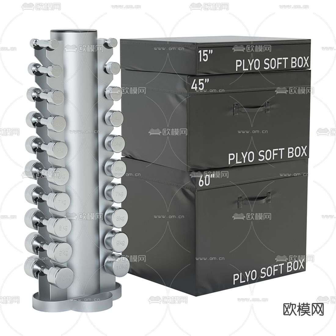 现代杠铃健身器材3d模型下载