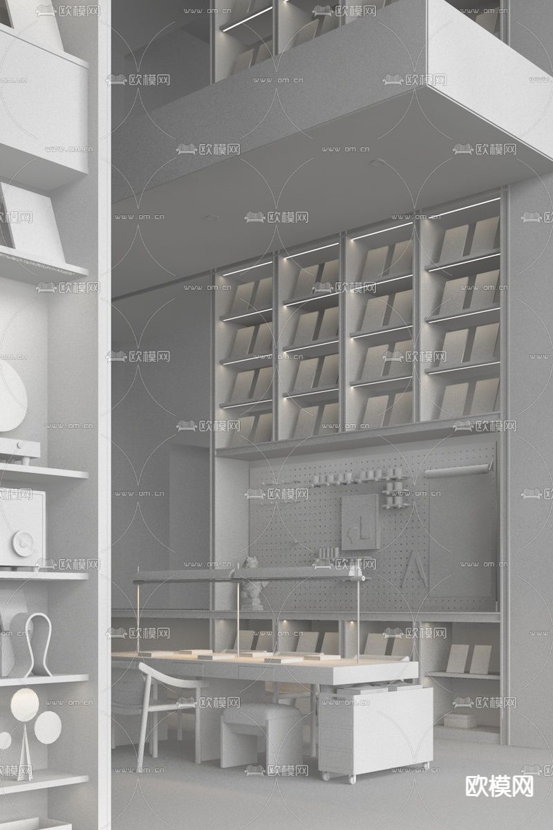 春山秋水 售楼处洽谈区3d模型下载（渲染图2）