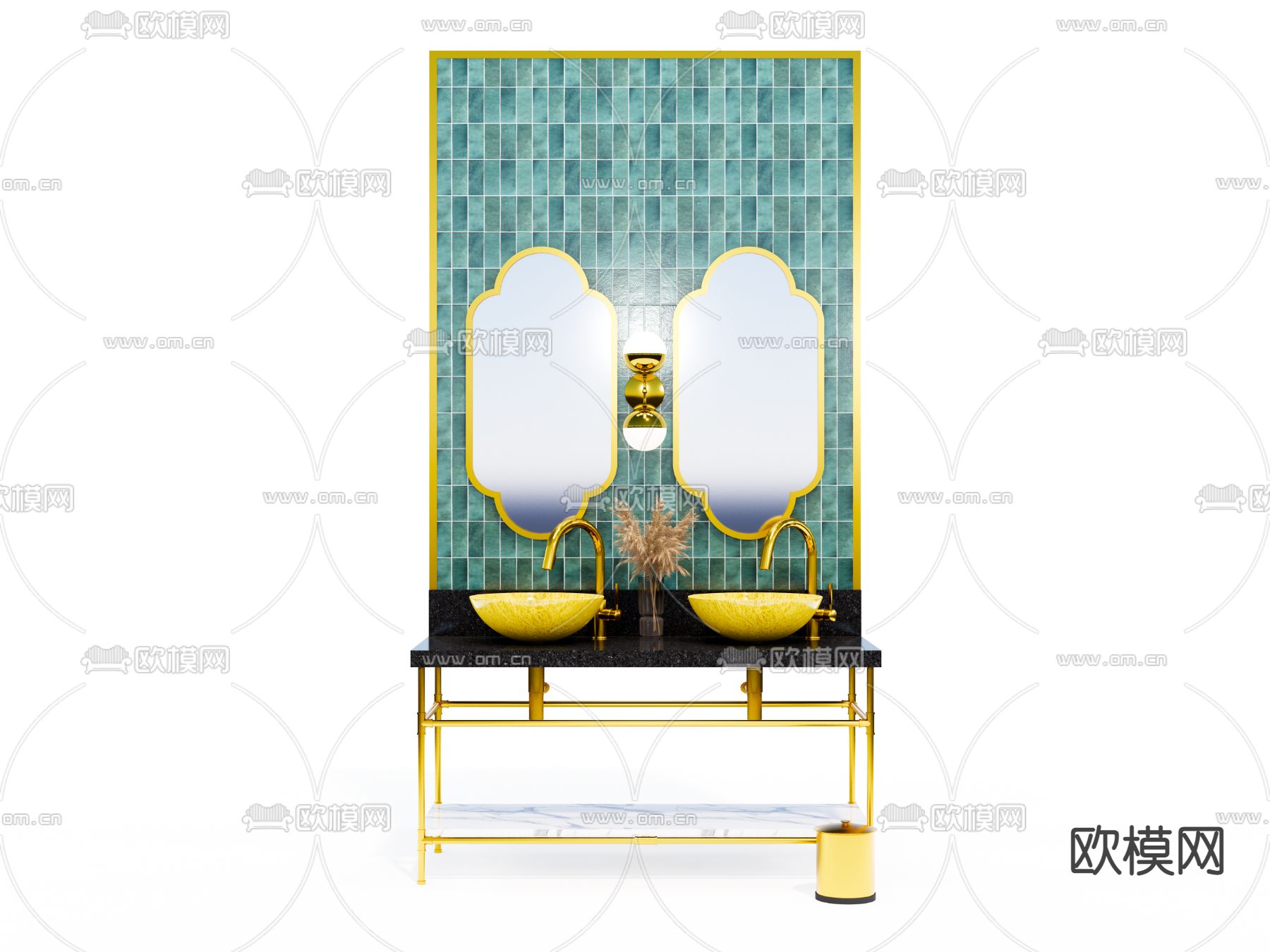 欧式公共洗手台su模型下载（渲染图1）