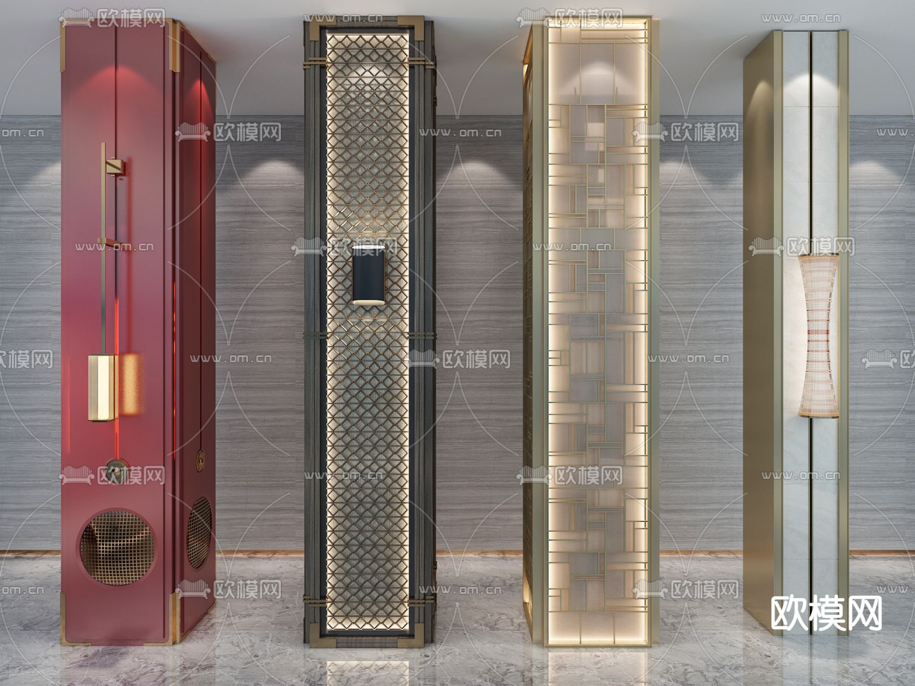 新中式装饰柱子3d模型下载