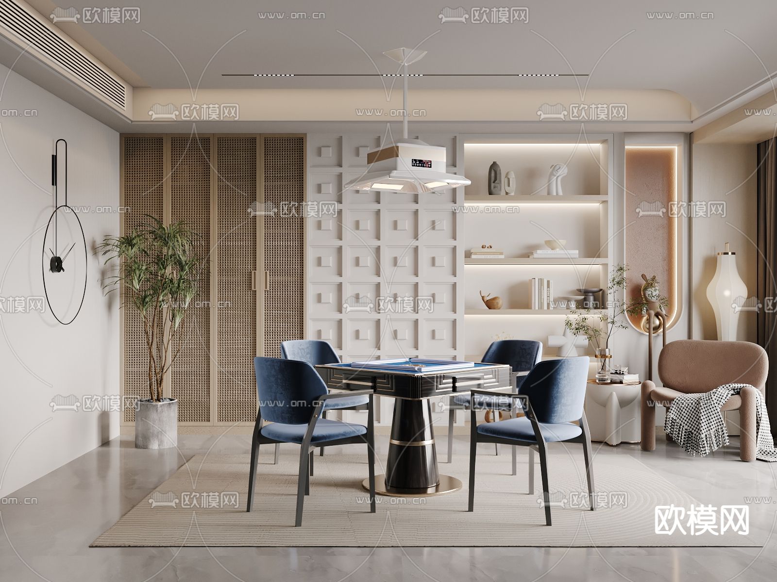 侘寂棋牌室 麻将室3d模型下载