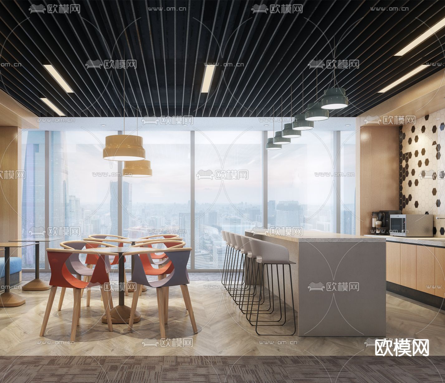 现代茶水间 休息区3d模型
