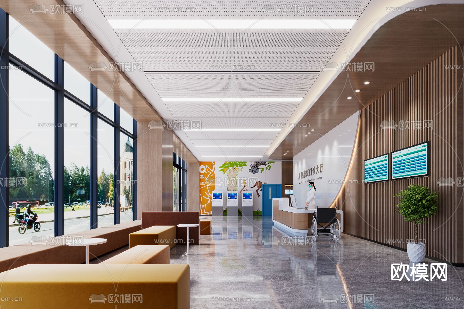 现代医院儿科门厅3d模型下载