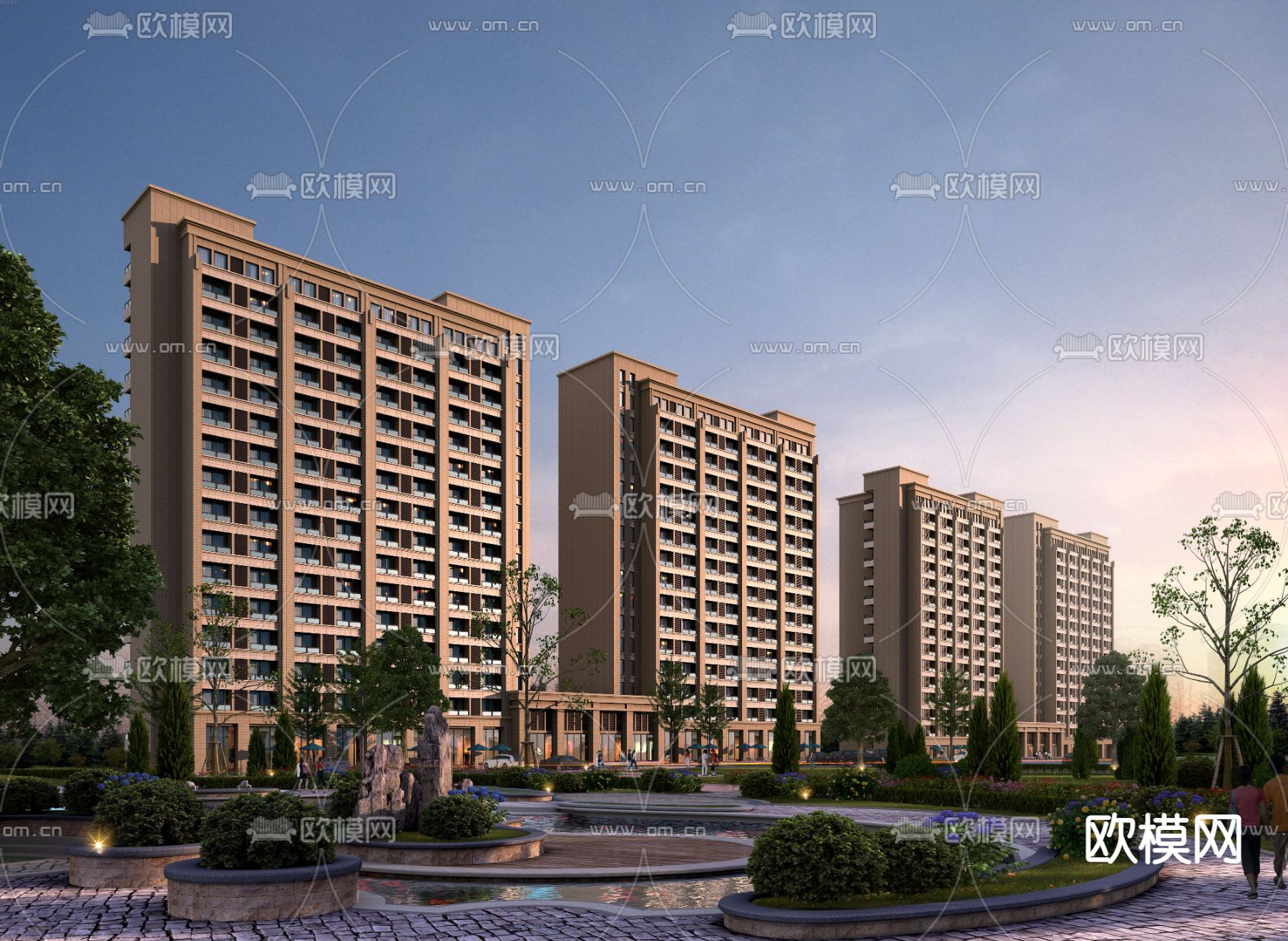 现代住宅楼建筑外观psd下载