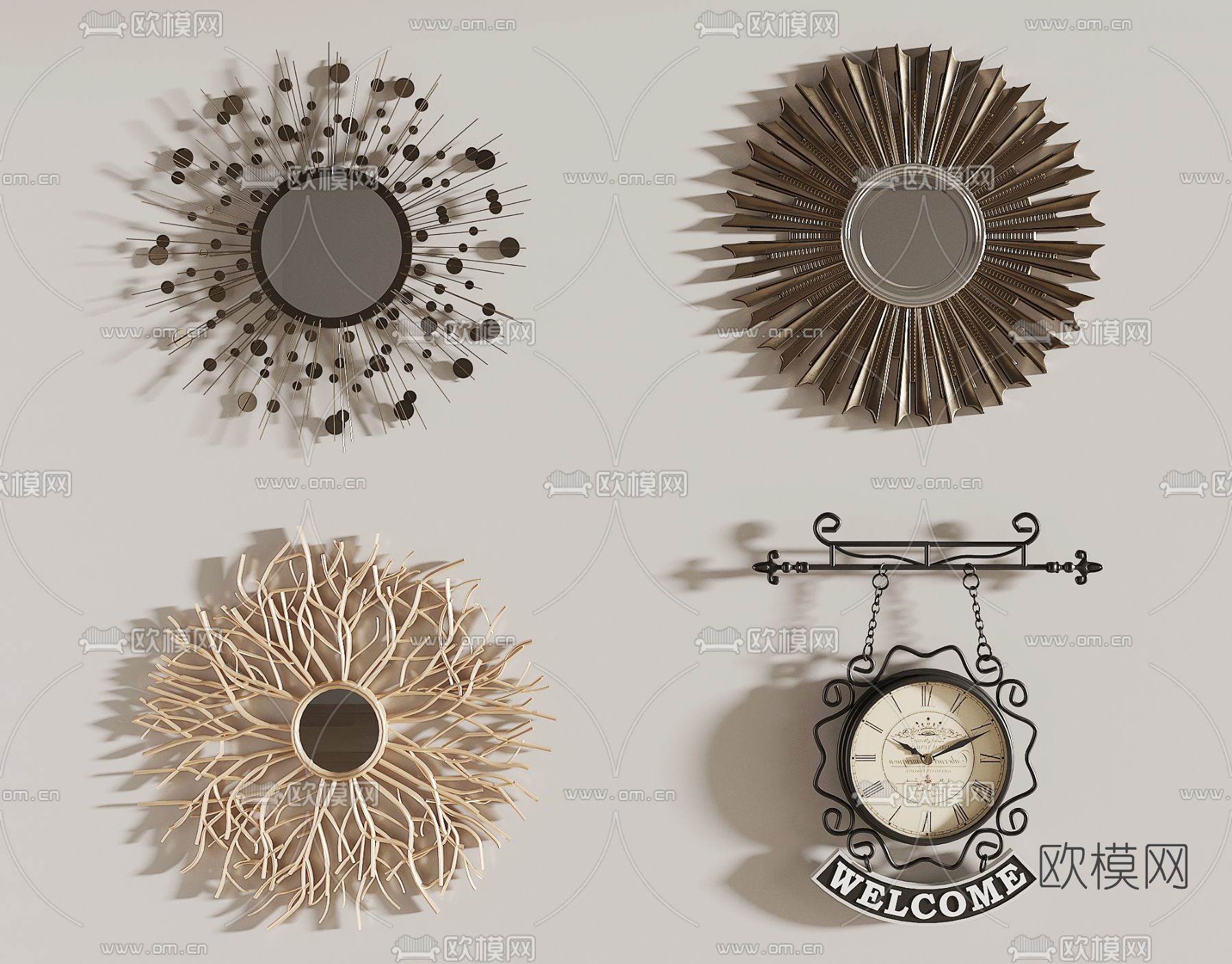 美式创意墙饰3d模型下载