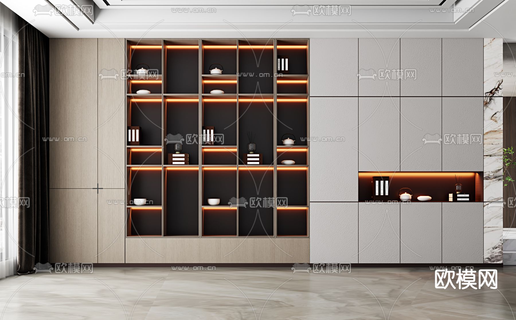 新中式书柜 装饰柜3d模型下载