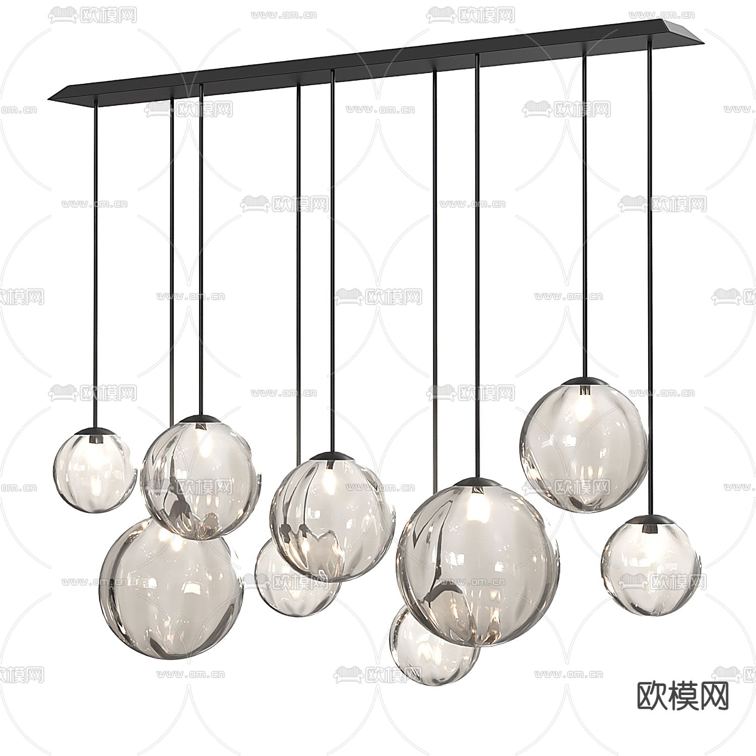 现代玻璃球形吊灯3d模型下载_ID12142383_3dmax免费模型-欧模网