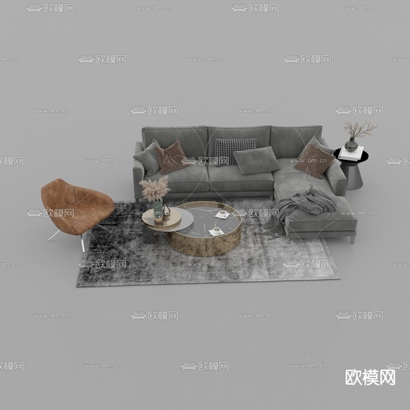 现代轻奢创意沙发组合免费3d模型下载_ID12145822_3dmax免费模型-欧模网
