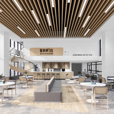  现代咖啡厅su模型 