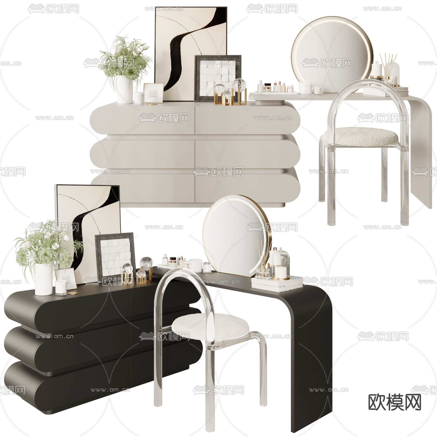 现代梳妆台3d模型