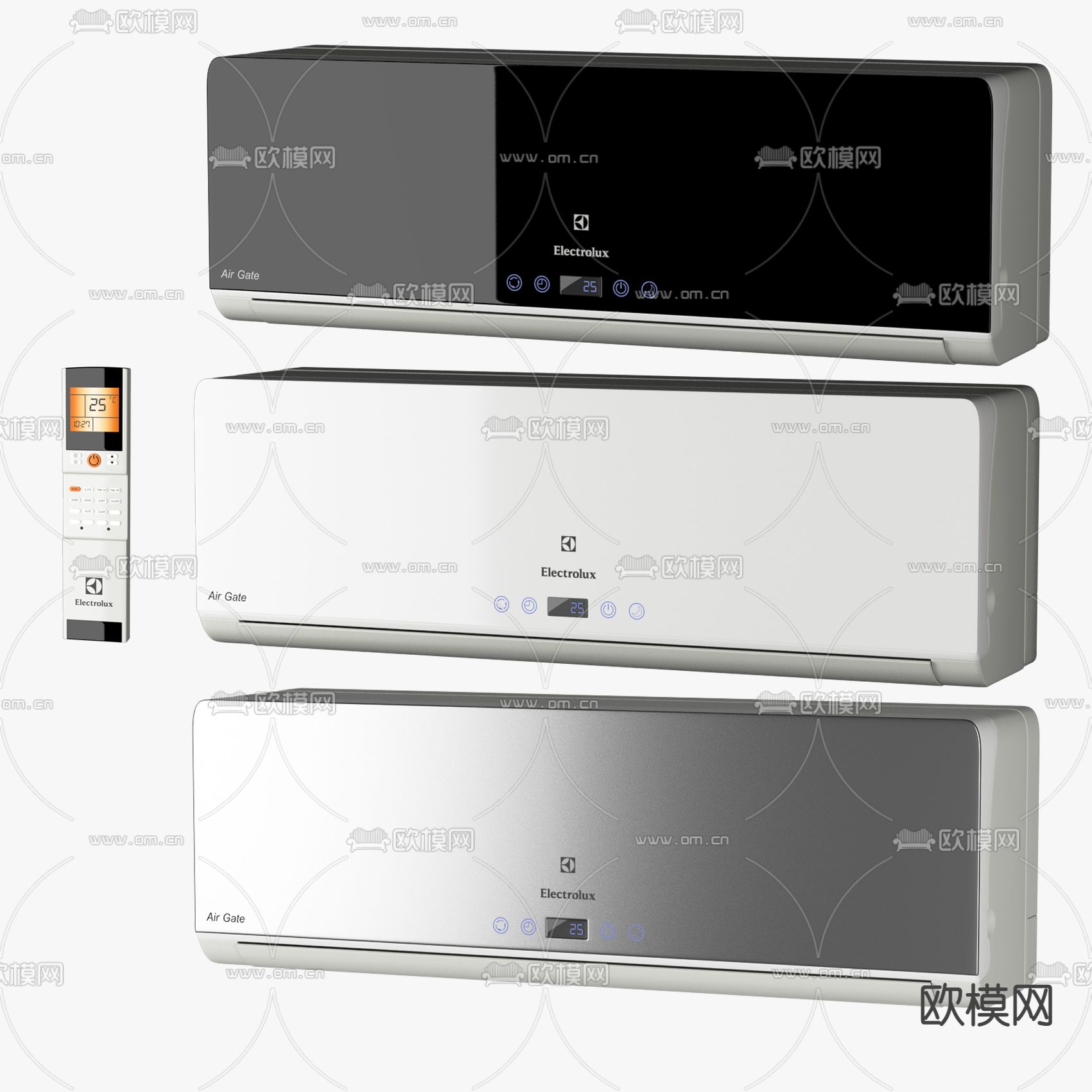 现代空调挂机遥控器3d模型下载（渲染图1）